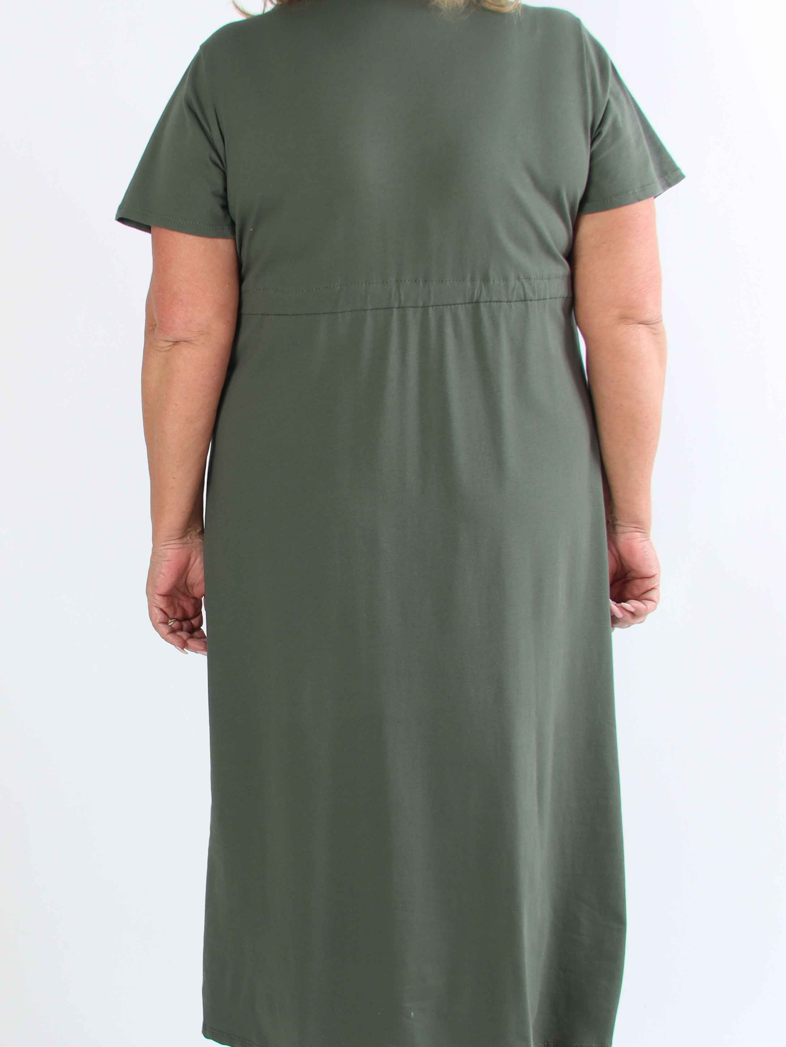 Afiya - Plus size joggingklänning i bomull med dragsko under bröstet